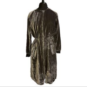 GAP Pavement Gray Velvet Zip Front Midi Bomber Jacket Sz S